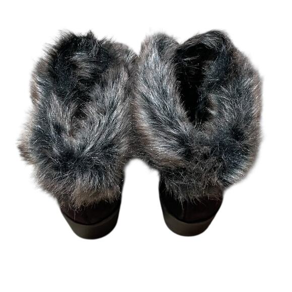 Sporto Size 8 NEW HOLLY Womens Ankle Boots Leather Faux Fur Brown Lace Up Heeled - Picture 6 of 9